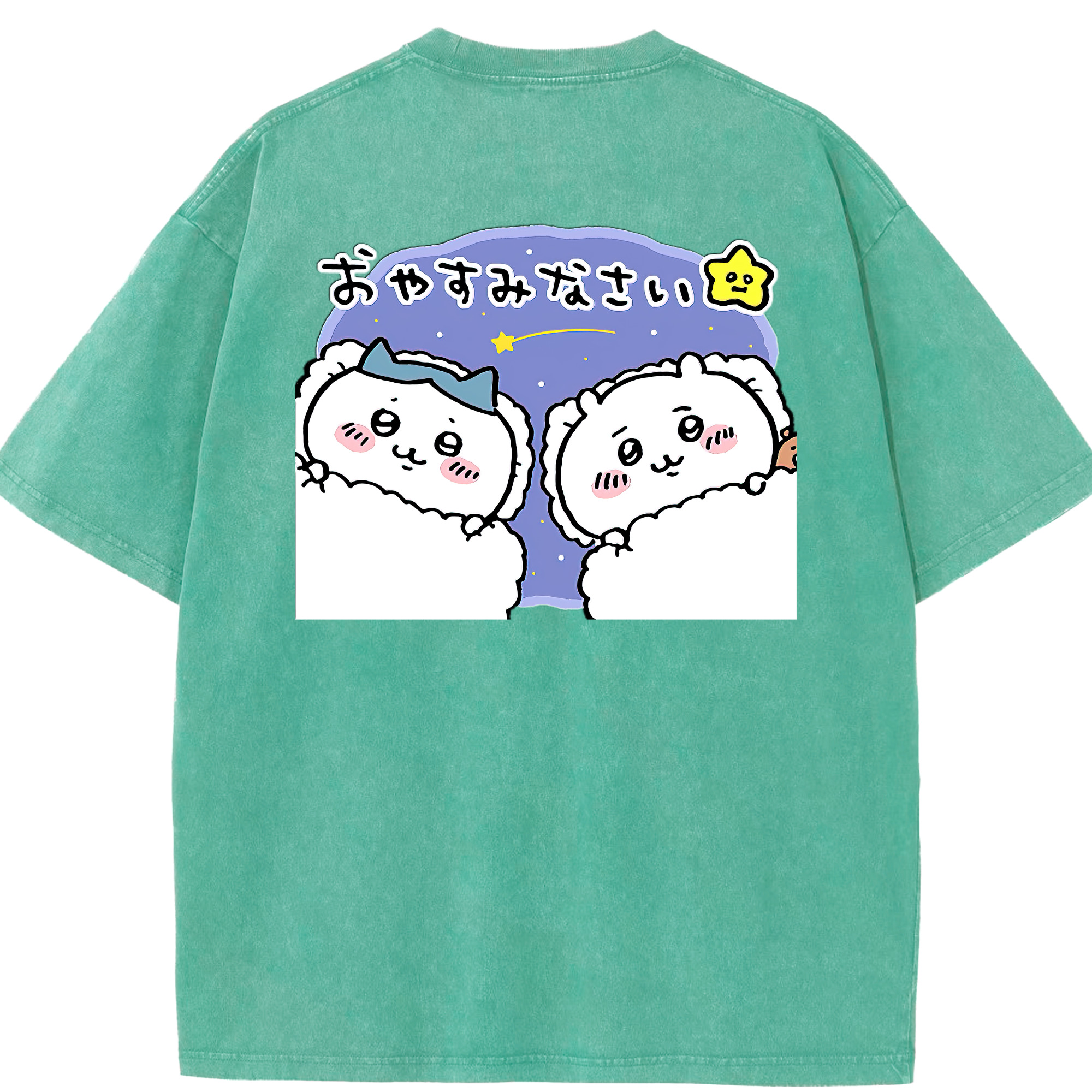 （画像用） ちいかわ ハチワレ Chii-kawa hachiware 綿100% ヴィンテージ風 半袖Tシャツ（背面プリント）